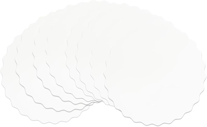 qiqee 8 Inch White Wave Cake Boards Round 15-Packs Circles Rounds Base Food-Grade Cardboard Wave Cake Plate(Thinner But Stronger)