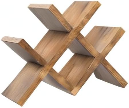 4-Bottle Rustic Brown Wood Wine Rack for Countertop - Brushed Country Rustic – another angle