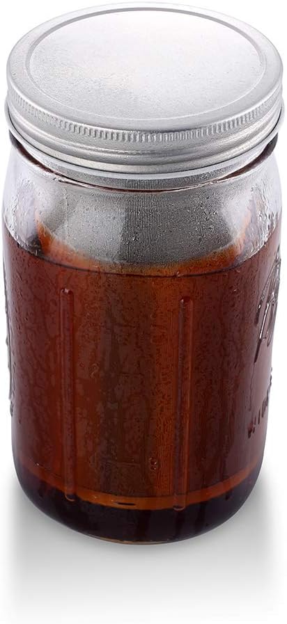 MODERNJOE'S Premium Cold Brew Coffee Filter for 1 Quart Wide Mouth Mason Jars. Cold Brew Coffee Maker. Perfect for Iced Coffee and Tea. Heavy Duty Gauge 100 Micron Mesh 304 Stainless Steel