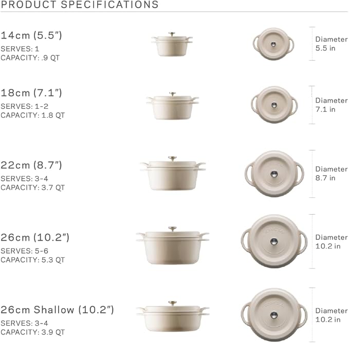 Vermicular Oven Pot | Non-Toxic Enameled Cast Iron Pot | 18cm (1.8 Qt) | Oven-safe | Induction-compatible | Dutch Oven | Made in Japan | Serves 1-2 | Pearl Brown