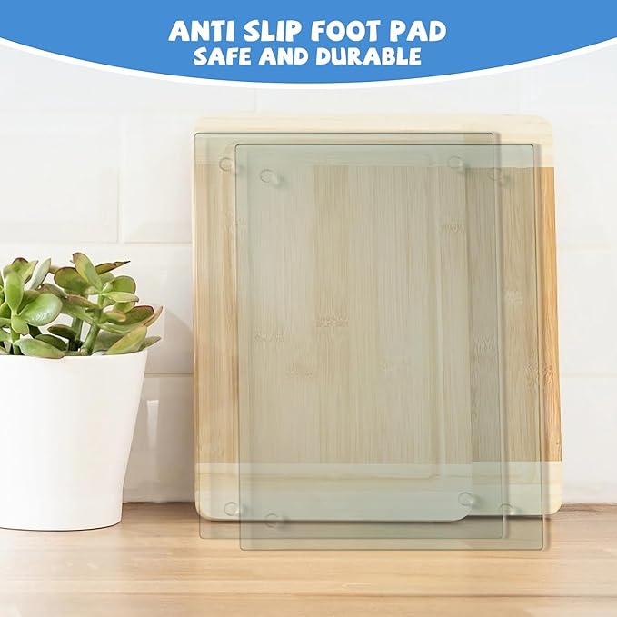 Tempered Glass Cutting Board for Kitchen, Clear Glass Board for Countertop, Heat Resistant, with Non-Slip Feet, 12x16" 2 Pcs Clear