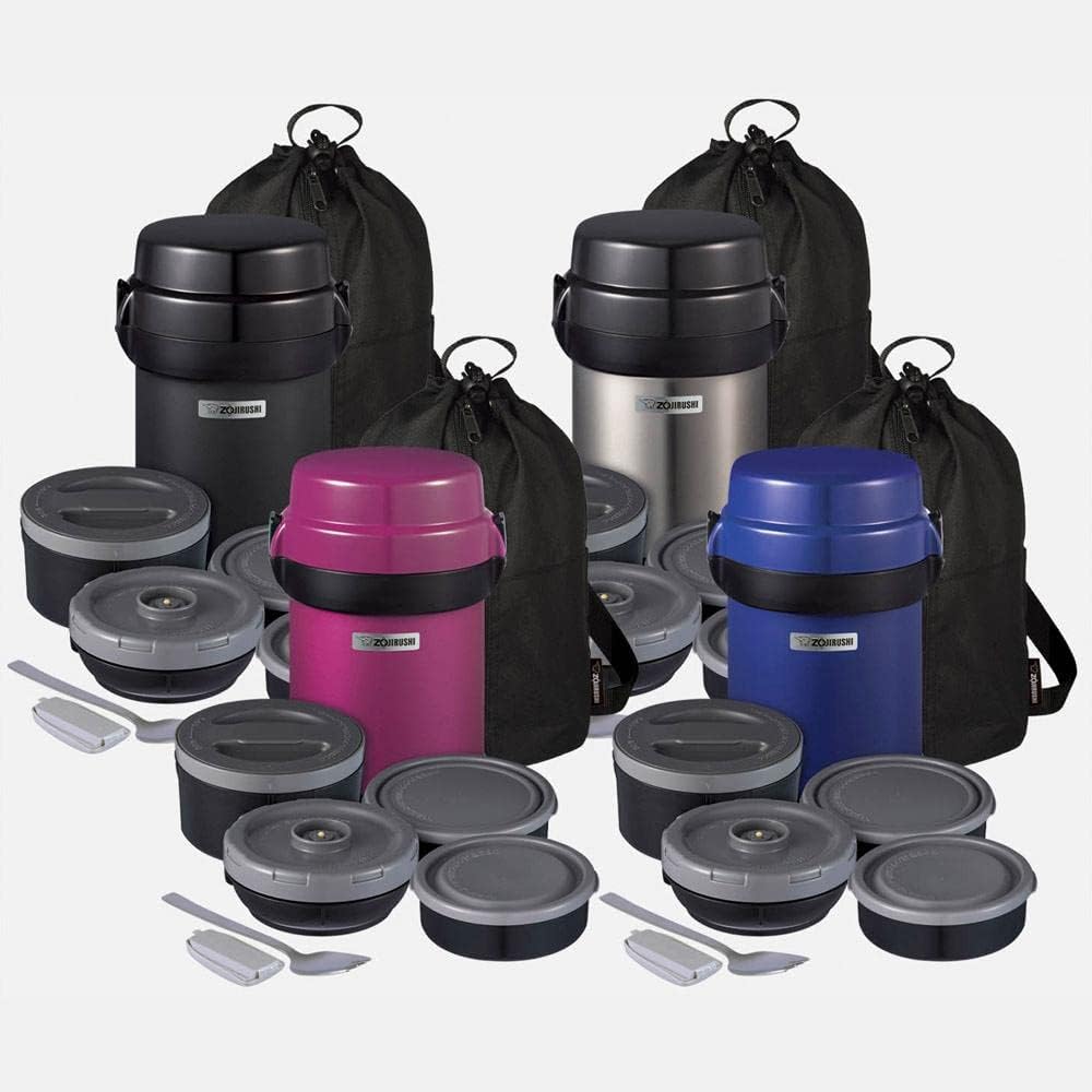SL-JBE14BZ Mr. Bento Stainless Lunch Jar 41 Oz Carbon Black – set view