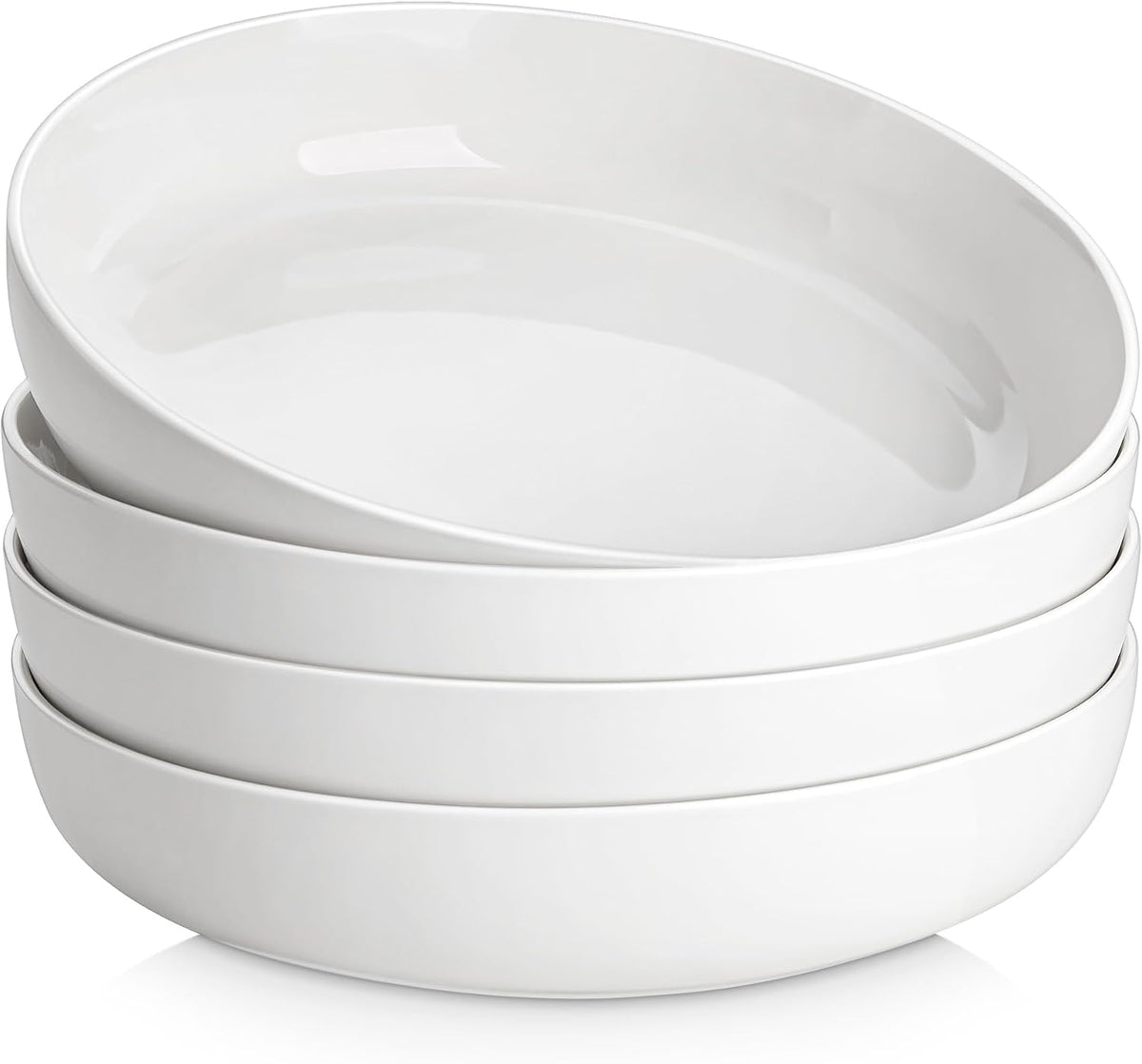 48 Oz Pasta Bowls Set of 4, Ceramic Salad Bowls, White – another angle