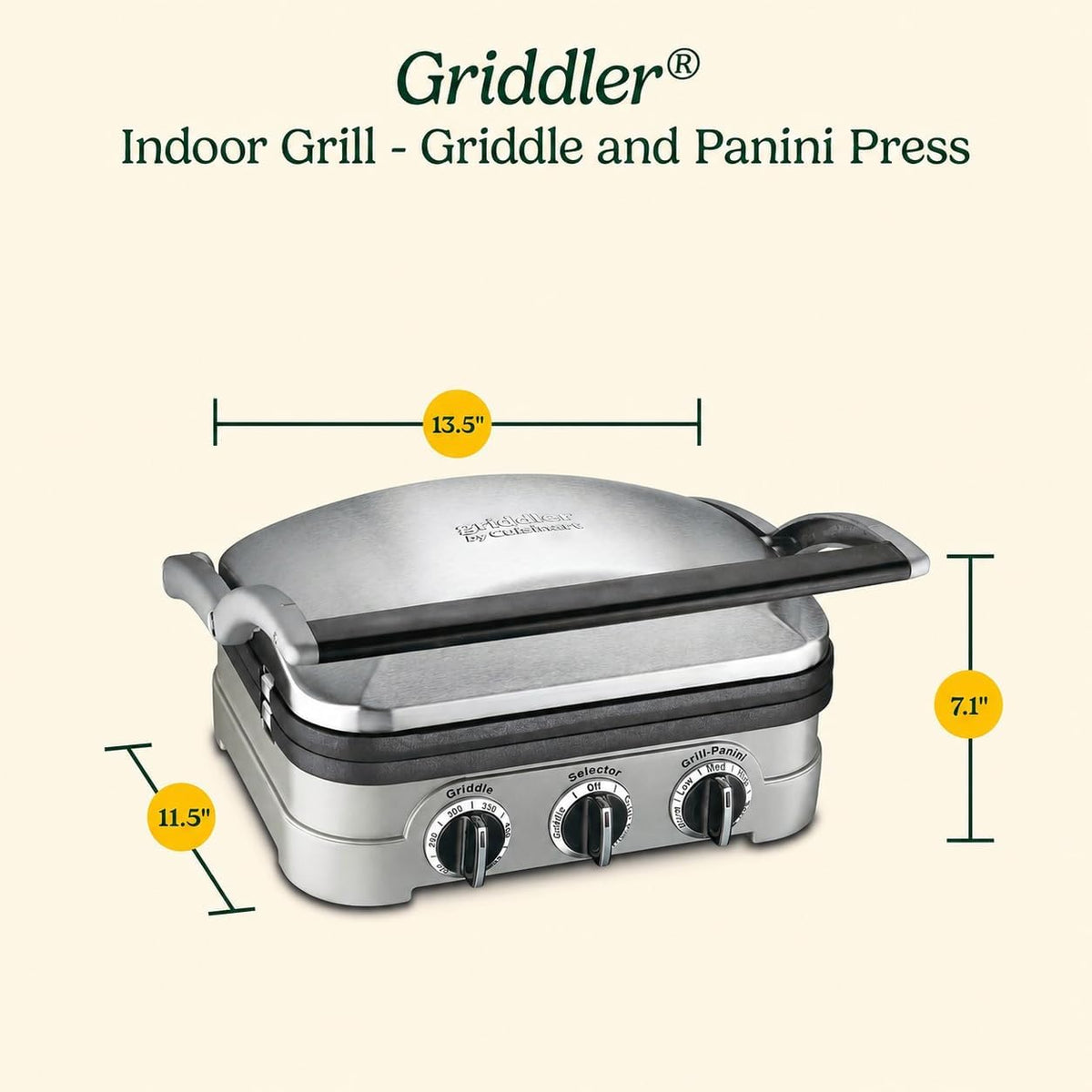 Panini Press and Grill, 1500W 5-in-1 Griddler, Dishwasher-Safe – detail