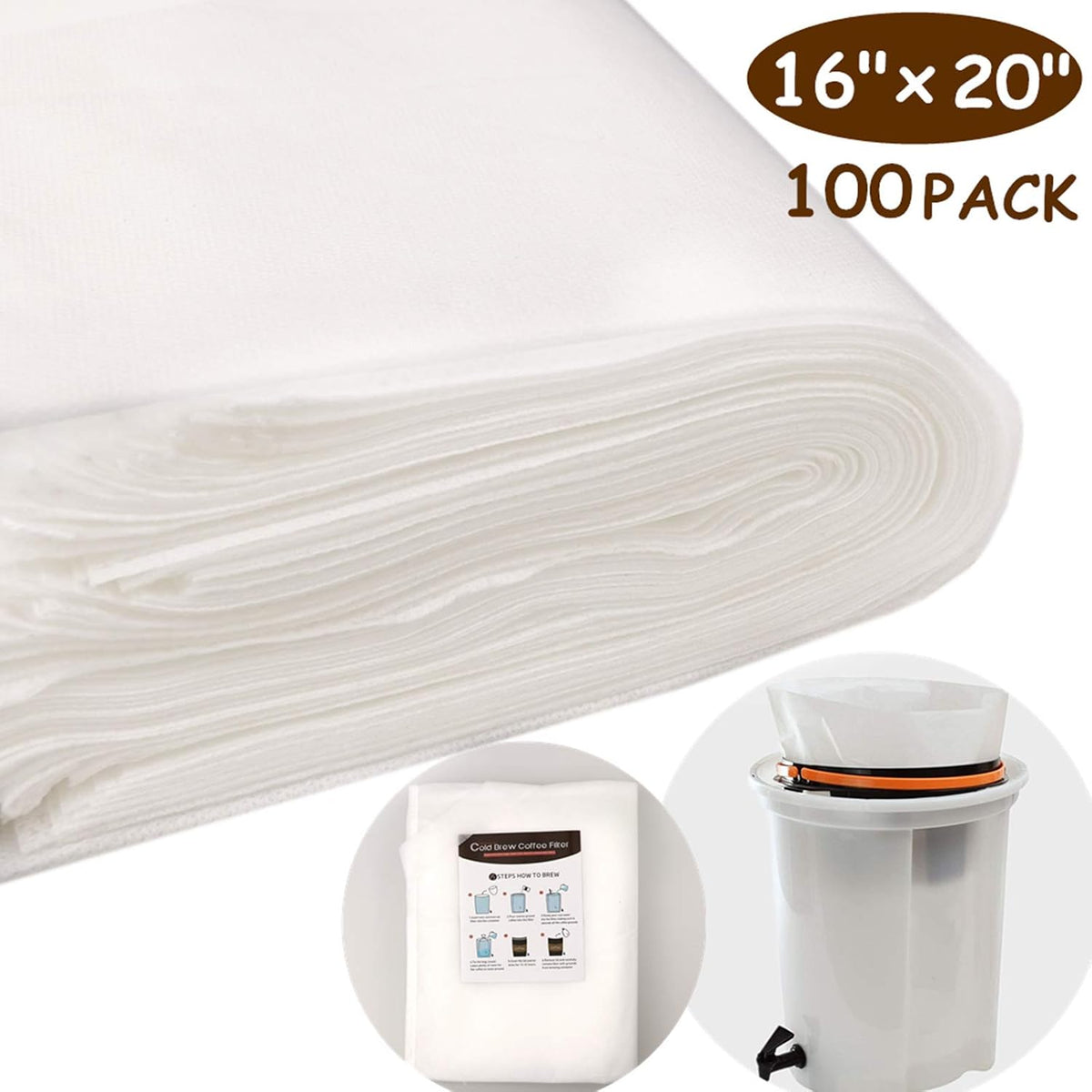 Commercial Cold Brew Coffee Filters - 100 Count Cold Brew System Filter Bags – set view