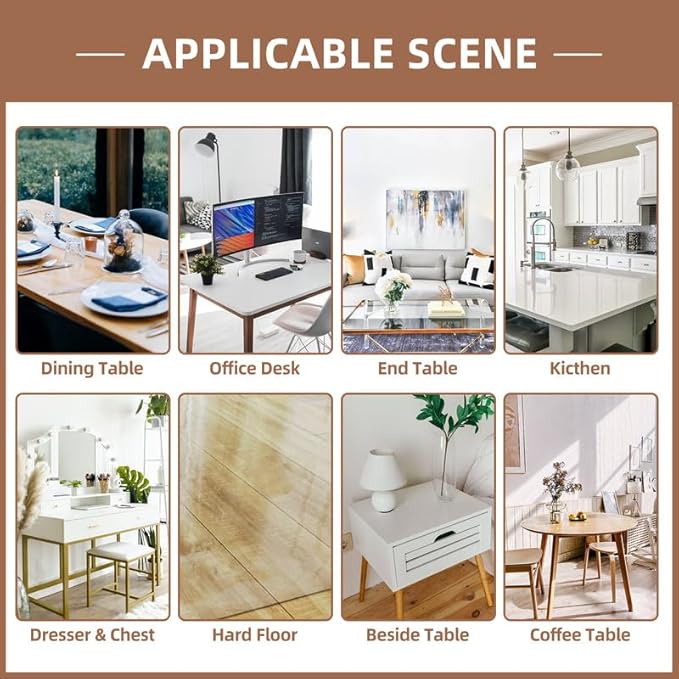 Warmstar Clear Table Cover Protector 60 x 120 Inch,1.5mm Thick Plastic Table Cover Rectangle,PVC Clear Table Protector,Desk Protector Mat for Kitchen, Dresser, Writing Desk,Dining Room Table