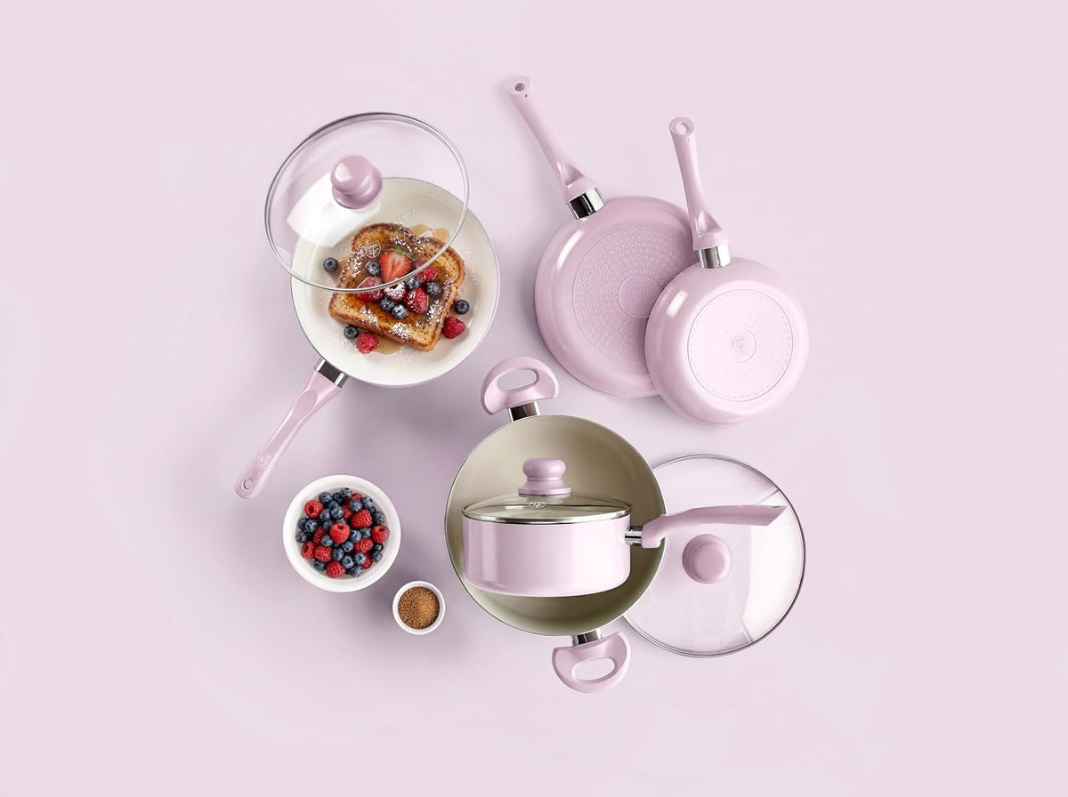 5QT Ceramic Nonstick Stockpot with Lid, Blush Pink – another angle