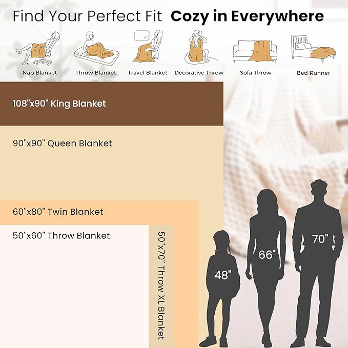 Throw Blanket 50x60 Inch Coffee Soft Microfiber Polyester