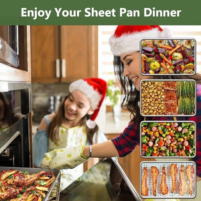 Baking Sheet, Half Sheet Pan with Cooling – Size 18 X 12 X 1 Inches
