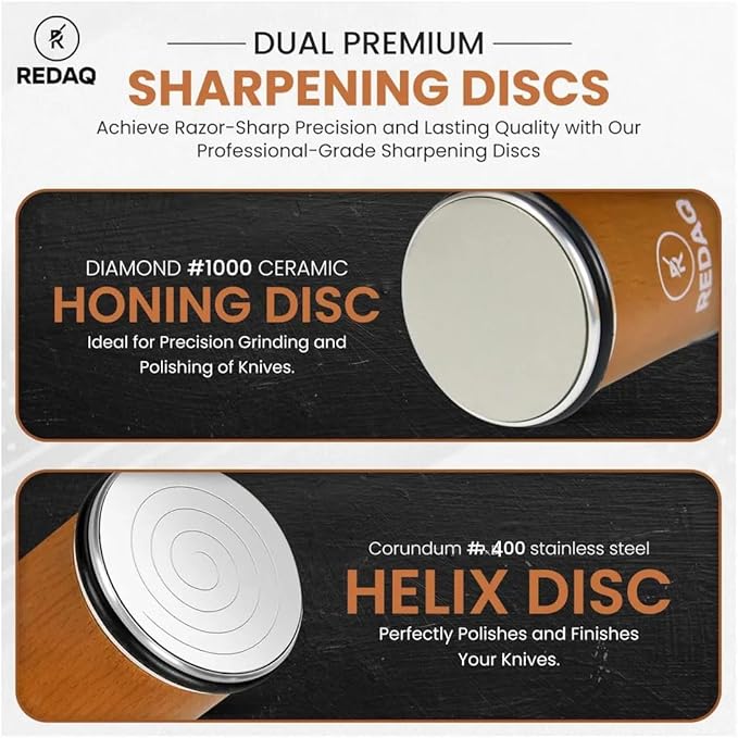 Rolling Knife Sharpener โ Restore Dull Knives Quickly with 5 Magnetic Angles (12ยฐโ25ยฐ), Diamond & Corundum Discs, Safe, Stable and Easy for Home & Professional Chefs