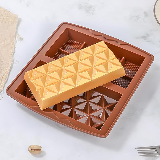 1 Inch Chocolate Bar Mold Deep Dubai Stuffed Chocolate Molds Silicone Large Break Apart Silicone Molds (Mix,2 Pcs)
