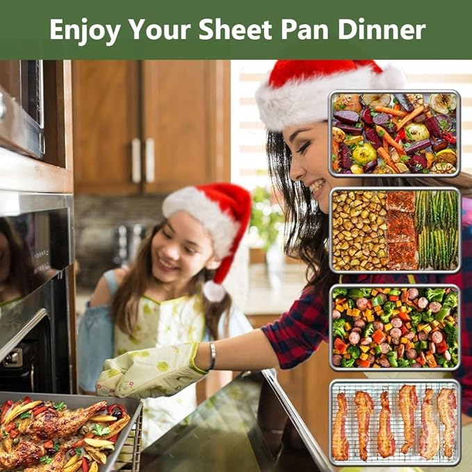 Quarter Baking Sheet Pan with Wire Rack Set – Size 12 X 10 X 1 Inches