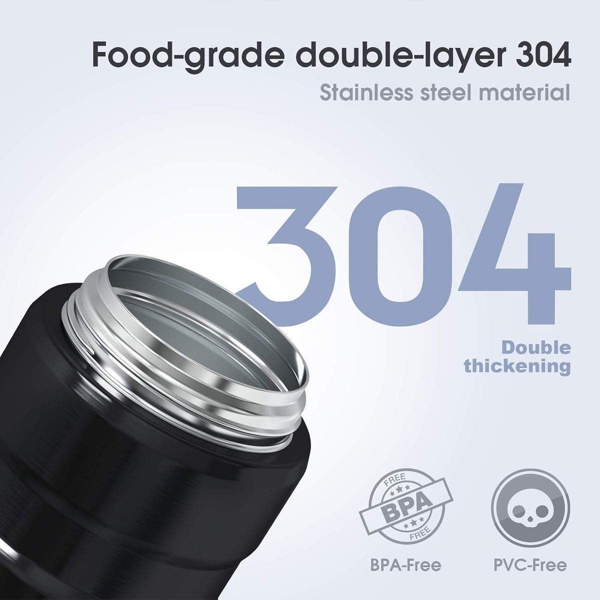 Insulated Food Jar Set – 25.4oz & 17oz Stainless Steel Containers with Folding – another angle