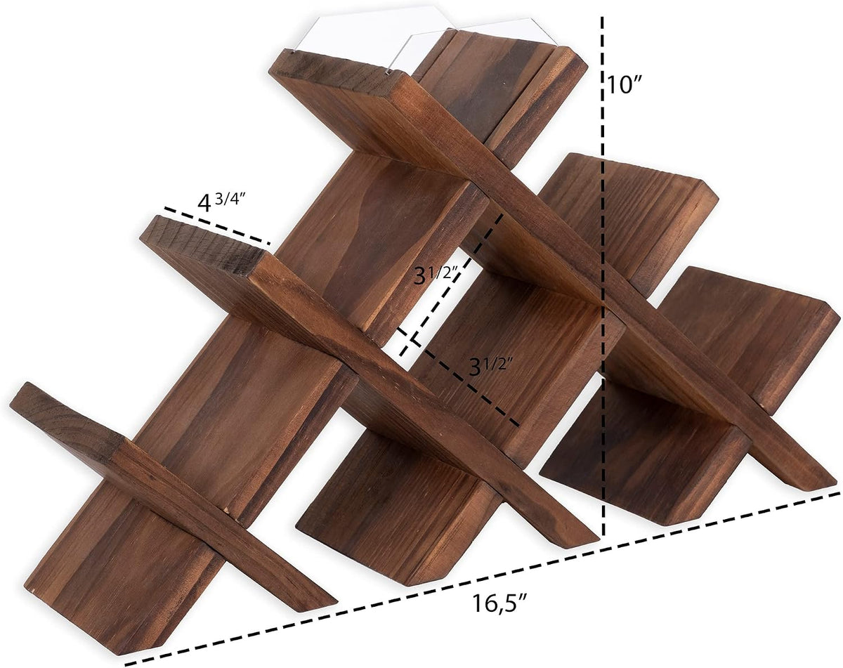 Alella Countertop Wood Wine Rack for 8 Bottles Holder and Cork Storage Tabletop – set view