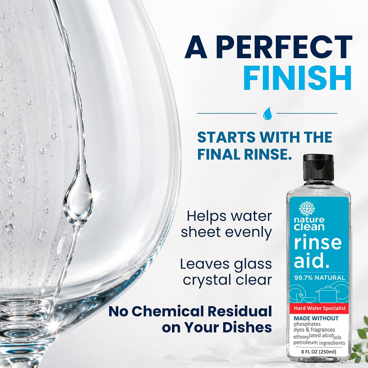 Dishwasher Rinse Aid Liquid, Non Toxic Natural Formula, Spot Free Shine – set view