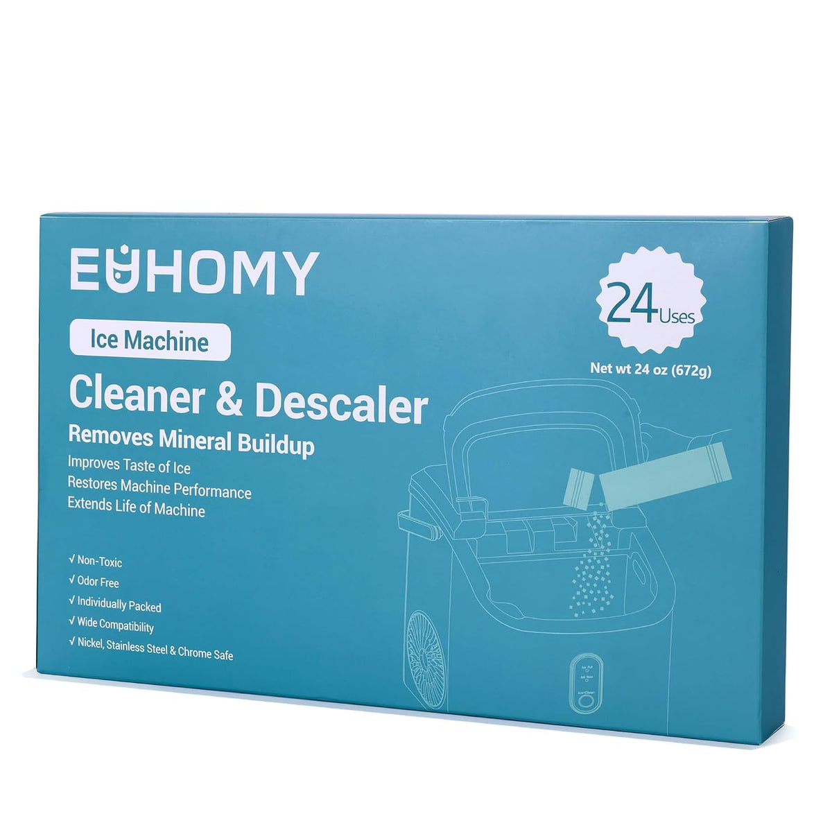Ice Maker Cleaner & Descaler, 24 Uses & Individually Packed – another angle