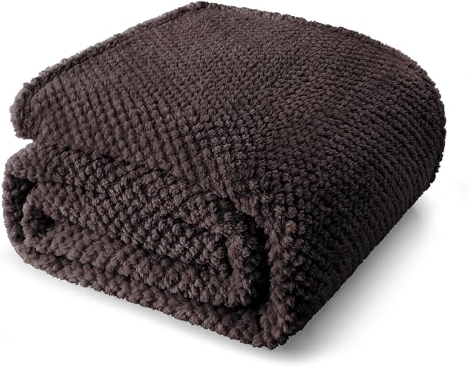 Throw Blanket, Extra Large Coffee Fleece with Geometric Print