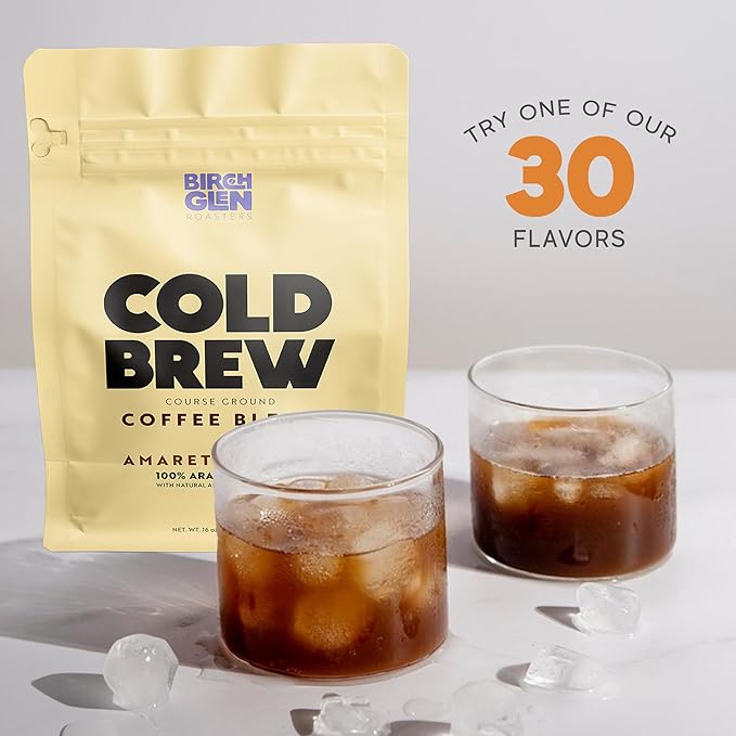 Birch Glen Roasters Cold Brew Coffee | Flavored Coarse Ground Coffee | Medium Roast | Artisanal Roasting | 100% Arabica |1 LB Bag | Crème Brûlée
