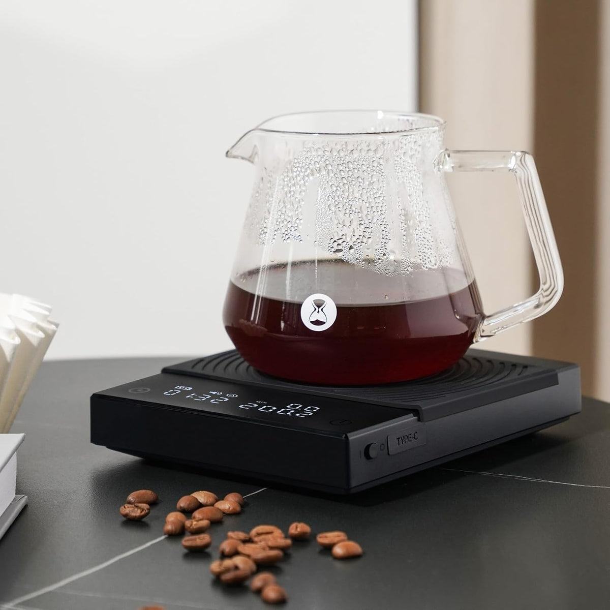 Coffee Scale Basic 2.0 Electronic Espresso Scale with Water Flow Rate and Timer – set view