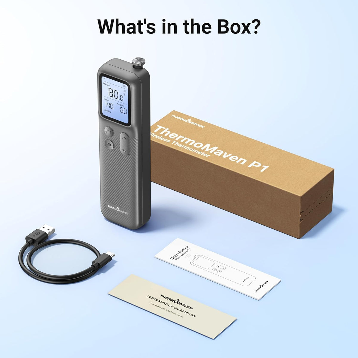 Smart Bluetooth Wireless Meat Thermometer with WiFi App – another angle