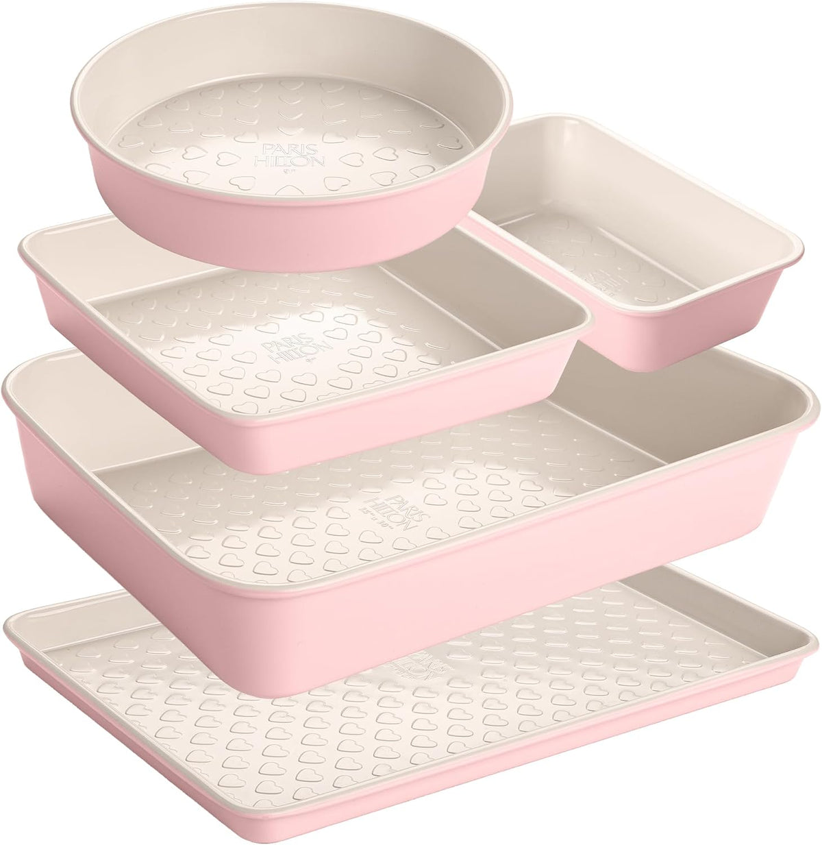 5-Piece Baking Pans Set, Nonstick Heart Pattern Bakeware Set with Heavy Duty – another angle