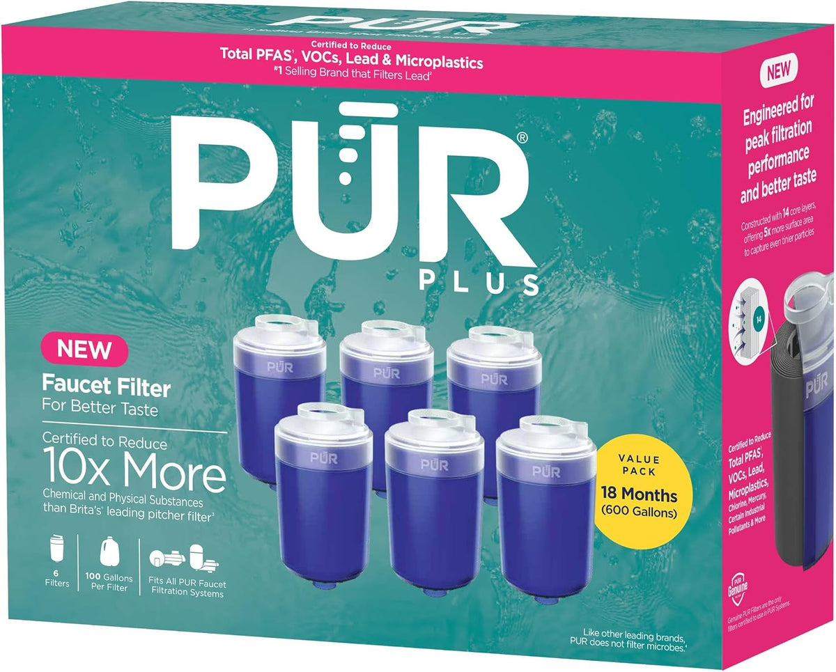 Plus Faucet Mount Water Filter Replacement with Mineral Core for Great Taste, 6 – set view