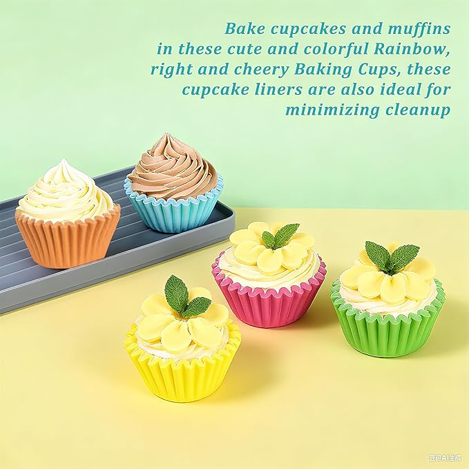 Baking Cups, 1000 Pieces, 1.4-Inch Mini Cupcake Liners, Rainbow Paper