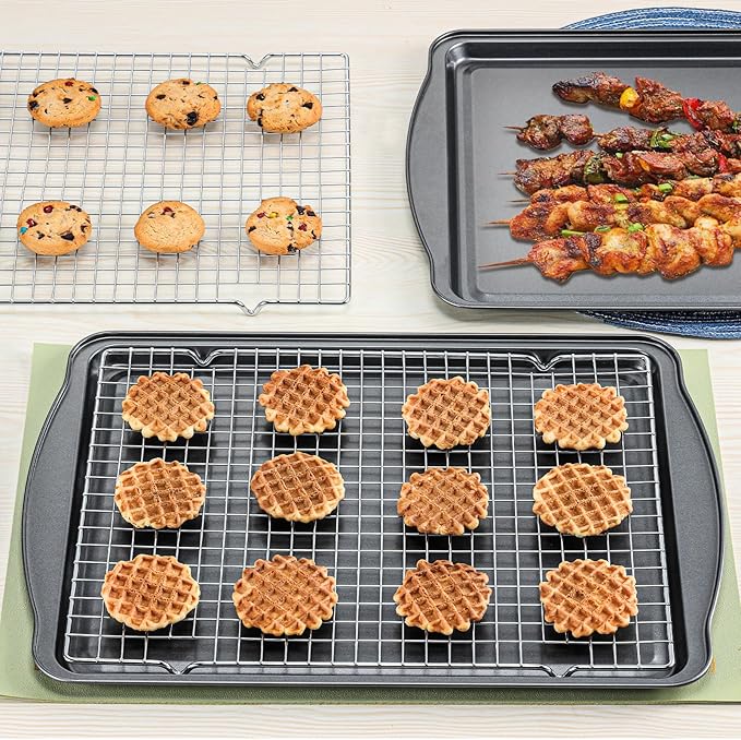 Baking Sheet with Cooling Racks – Size 17 X 11 X 0.5 Inches