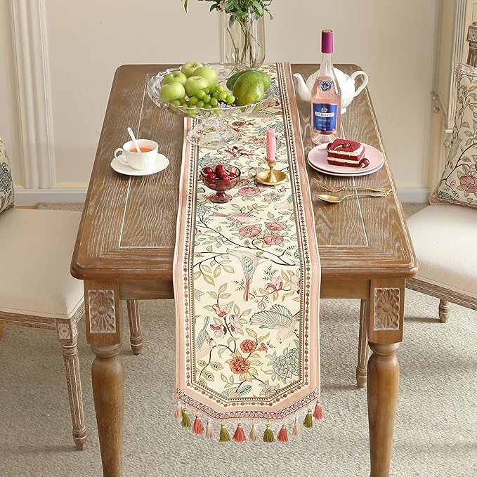 Table Runner, 12 x 118 Inch Cullom Velvet Floral Polyester
