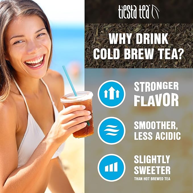 Tiesta Tea - Chunky Watermelon Cold Brew, Loose Leaf, Sweet Watermelon Herbal Tea, Non-Caffeinated, Cold Brew Packets, Makes 64 oz Per Bag (Pack of 10)