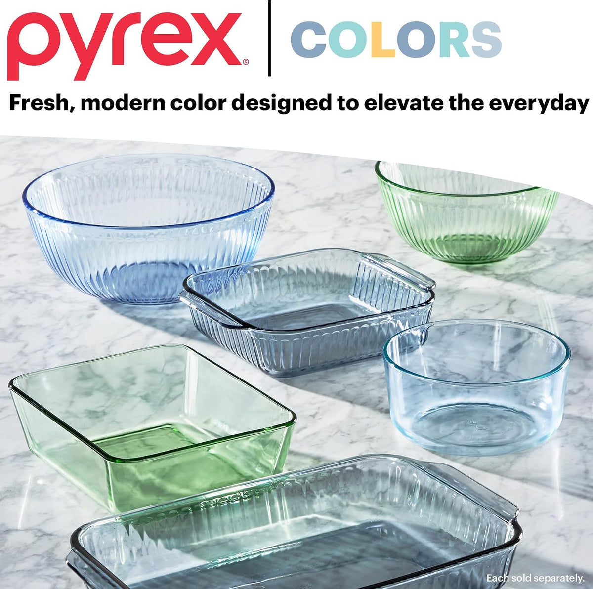 Colors Tinted (3-Pack, Full Set) Sculpted Tinted Glass Mixing Bowls – features