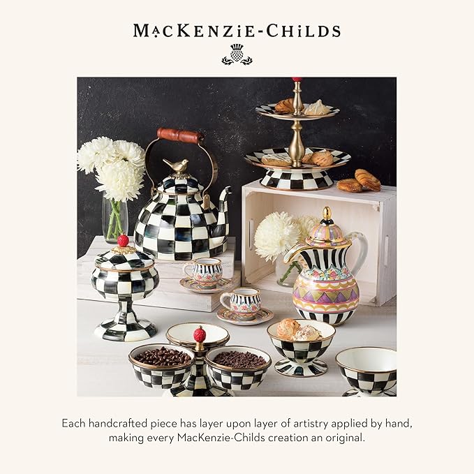 MACKENZIE-CHILDS Slotted Kitchen Spatula, Silicone Spatula for Cooking, Black-and-White Courtly Check
