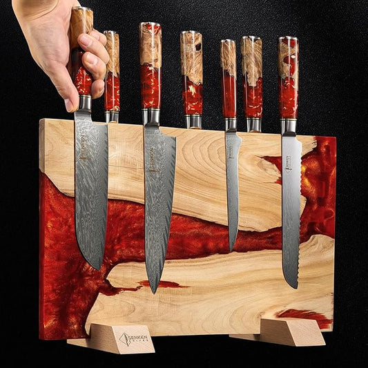 "Red Tsunami" Extra Large Magnetic Knife – "Crimson" Red Resin Blend