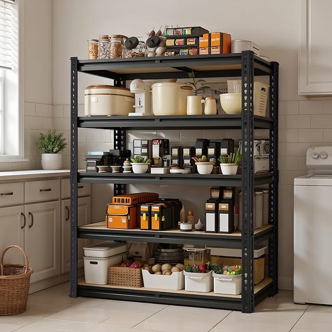 Standing Shelf Units, 2-Piece Metal Garage Rack, 12 x 28 x 60 in