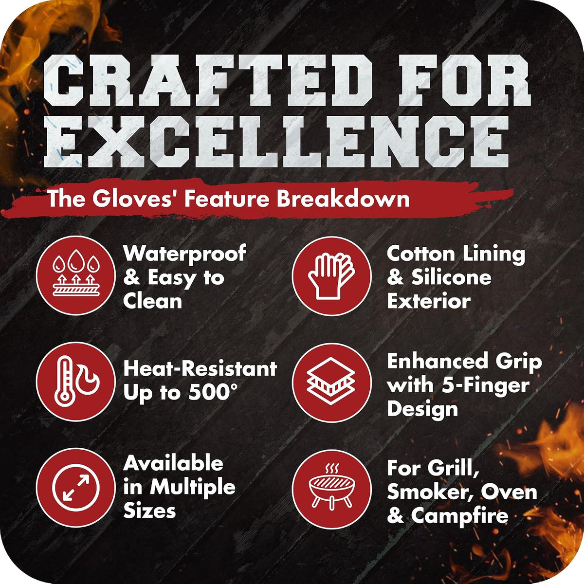 Silicone Smoker BBQ Gloves - Heat Resistant Oven Mitts – another angle