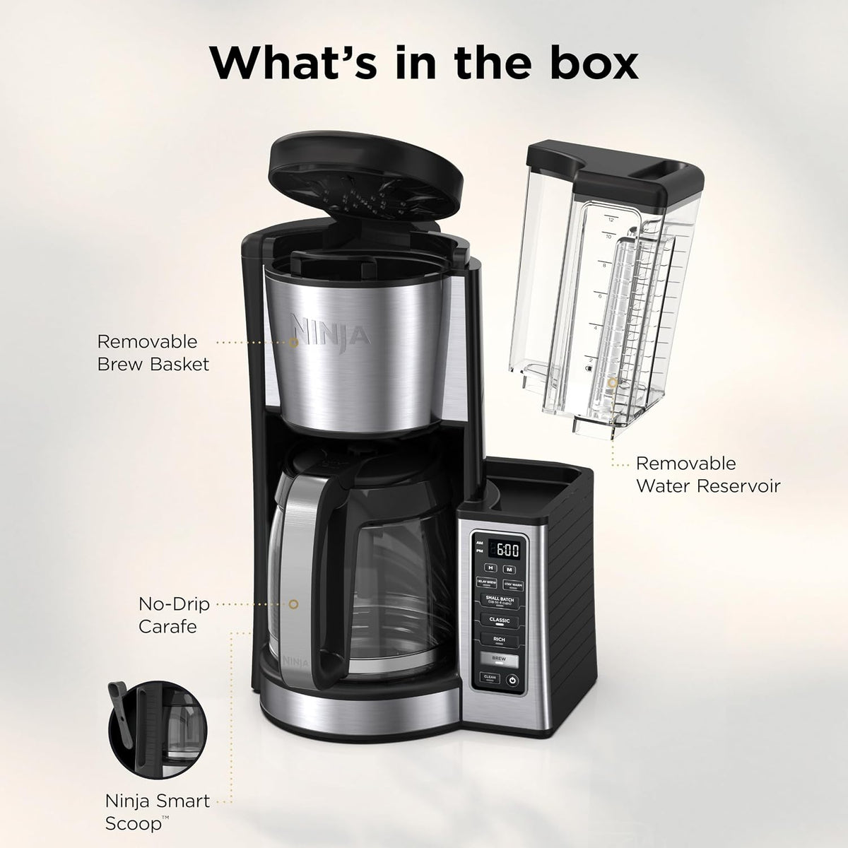 Fresh Brew Coffee Maker, 12 Cup Glass Carafe, Stainless Steel, CE251 – another angle