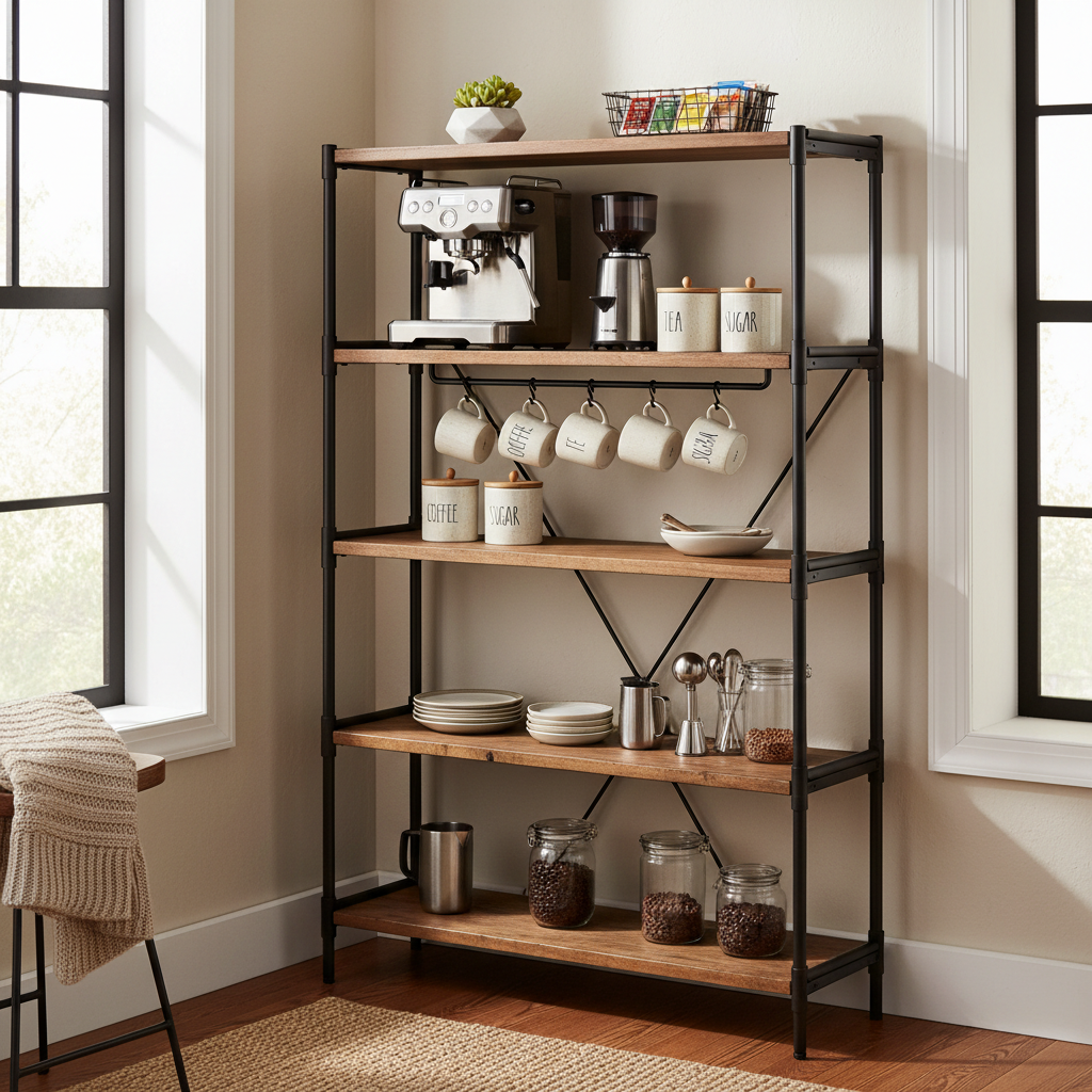 Small Space, Big Impact: How to Use an Industrial Baker Rack for a Kitchen Coffee Bar Setup