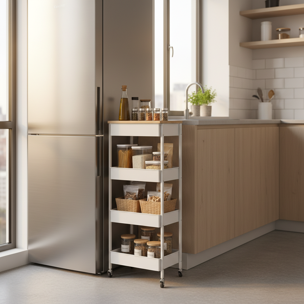Ignored Clutter in Small Spaces Now, Unusable Kitchen Later — Prevented by a Slim 4 Tier Rolling Kitchen Cart