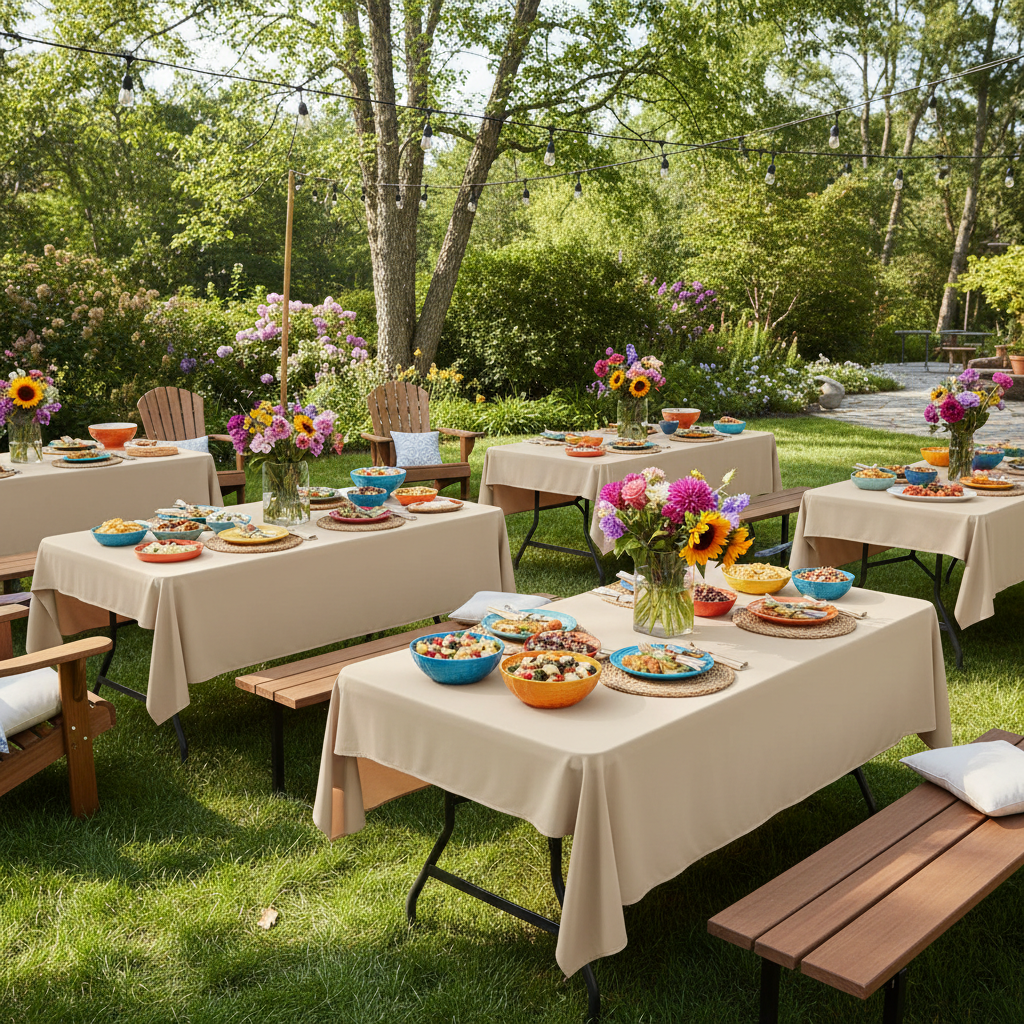 Spandex Tablecloth Stretch Cover Outdoor Party Setup Bought in Spring, Tested in Summer: The Wind and Heat Problem Nobody Plans For