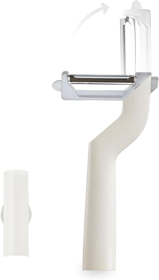 90° Rotatable Fruit and Vegetable Peeler, Sharp Stainless Steel Swivel Blades Potato Peelers for Kitchen, Built-in Eye Remover Veggie Fruit Potato Carrot Apple Peeler with Blade Cover