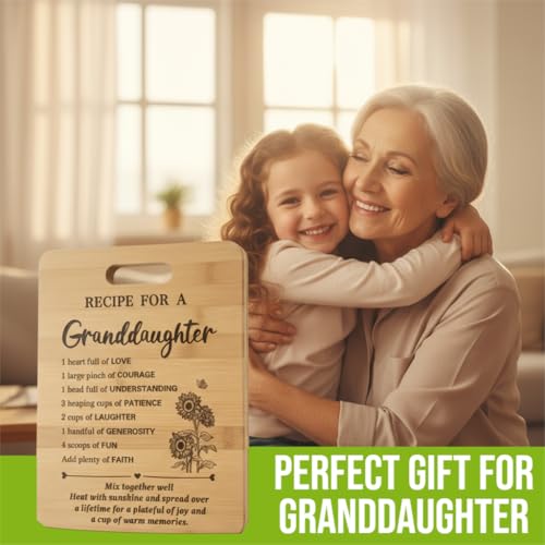 Gifts for Granddaughter Birthday Gift Ideas, Recipe Cutting Board for Granddaughter, Best Gifts for Christmas, Birthday Day Gift Bamboo Cutting Board Kitchen Decor - view 5