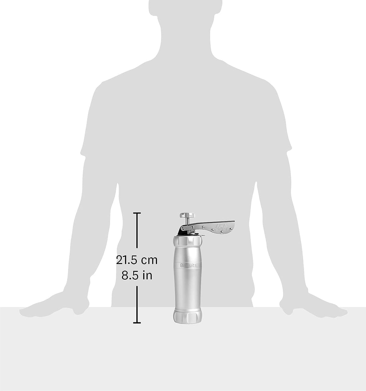 Biscuit Cookie Press Design Line, Silver. MADE IN ITALY, 20 Shapes, 2 Cookie – close-up
