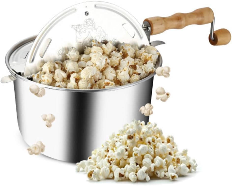 Popcorn Stovetop Popcorn Maker, Silver, 6.5 Quart