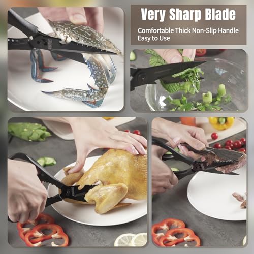 Kitchen Shears, 9-Inch Stainless Steel with Sharpener and Sheath