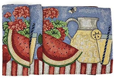 Table Runner 13 x 54 Inch Woven Tapestry with Fruit and Floral Design