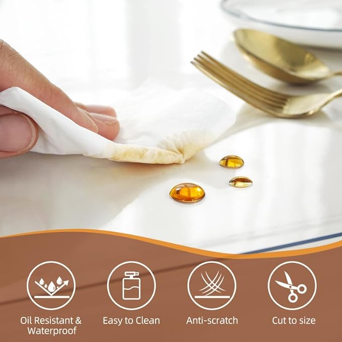 Warmstar Clear Table Cover Protector 30 x 54 Inch,1.5mm Thick Plastic Table Cover Rectangle,PVC Clear Table Protector,Desk Protector Mat for Kitchen, Dresser, Writing Desk，Dining Room Table