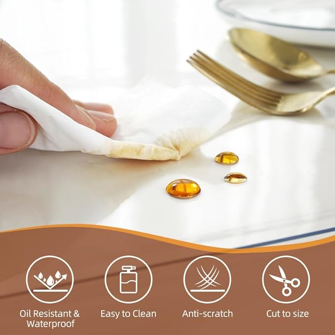 Warmstar Clear Table Cover Protector 20 x 54 Inch,1.5mm Thick Plastic Table Cover Rectangle,PVC Clear Table Protector,Desk Protector Mat for Kitchen, Dresser, Writing Desk，Dining Room Table