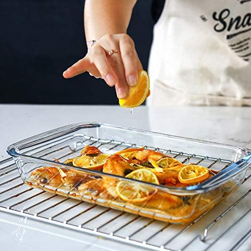 8 Piece Deep Glass Baking Dish with Lids, BPA free,Gray – size reference
