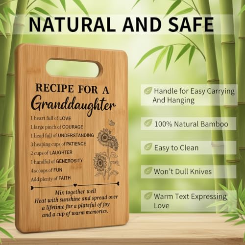 Gifts for Granddaughter Birthday Gift Ideas, Recipe Cutting Board for Granddaughter, Best Gifts for Christmas, Birthday Day Gift Bamboo Cutting Board Kitchen Decor - view 3