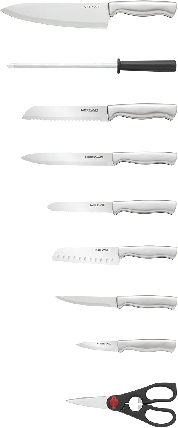 15-Piece Kitchen Knife Set, High-Carbon Stainless Steel Blades with Wood Block – size reference
